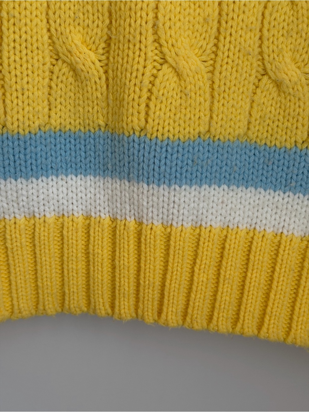 Vintage 60s Lacoste Tennis Sweater Izod Yellow Cable Knit Blue Alligator - Picture 5 of 10